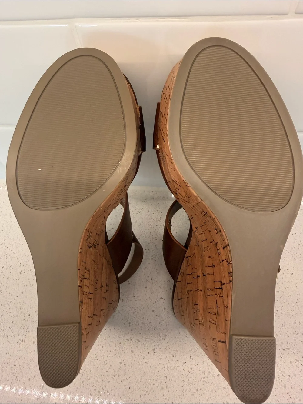 Madden Girl Element Brown Cork-Style Platform Wedge Sandals Size 7